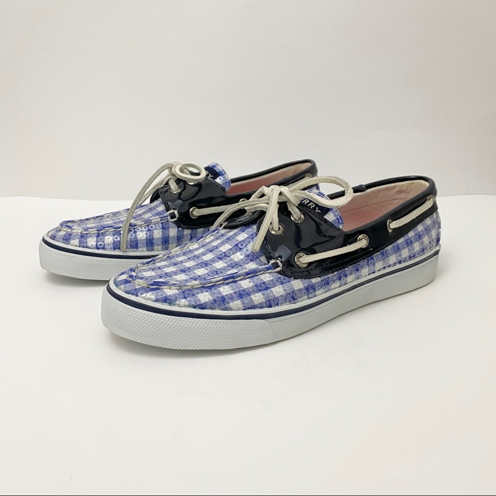 Sperry Gingham Sparkly Boat Shoes